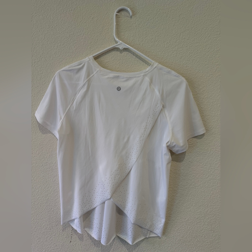 Lululemon Open Back  White Short Sleeve Top